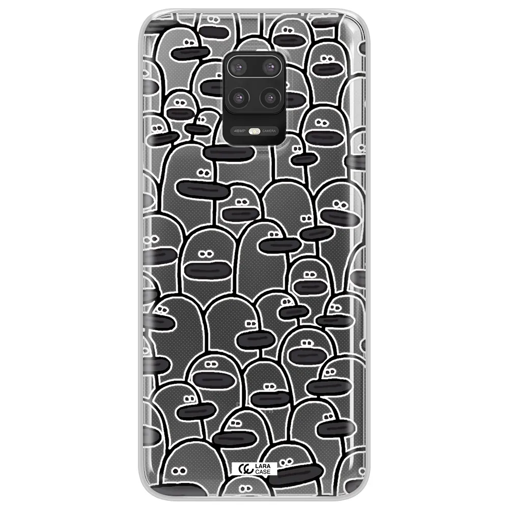 a group of white and black cartoon characters Xiaomi Note 9S Clear TPU Case