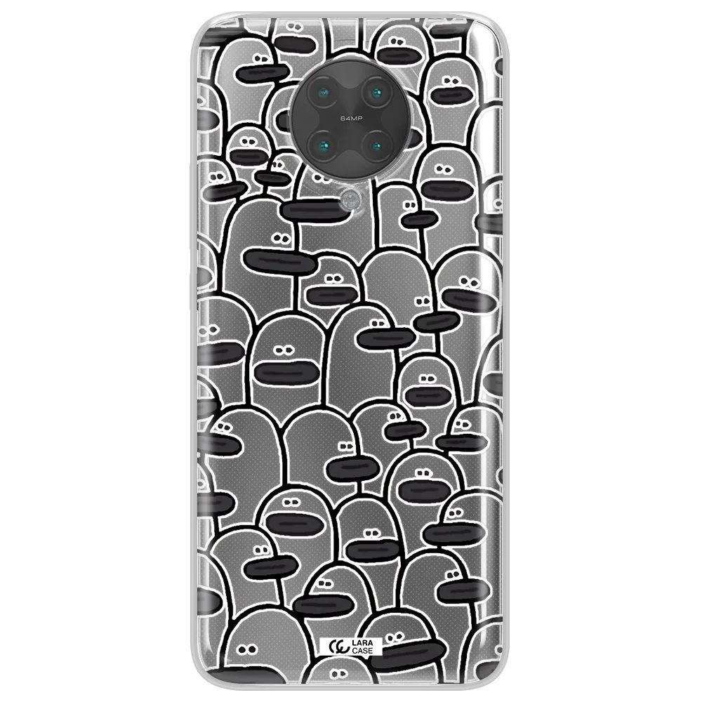 a group of white and black cartoon characters Xiaomi Poco F2 Pro Clear TPU Case