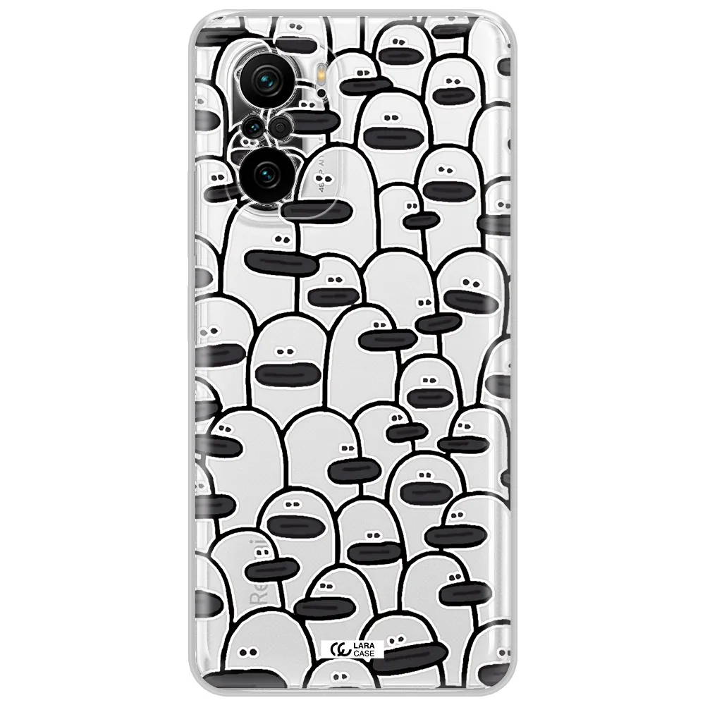 A Group Of White And Black Cartoon Characters Xiaomi Poco F3 Clear Tpu Case