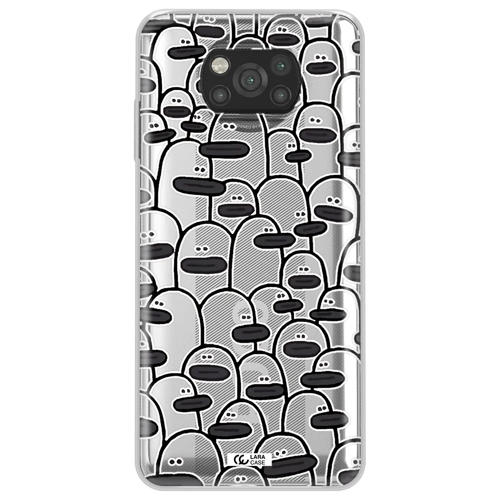 a group of white and black cartoon characters Xiaomi Poco X3 Clear TPU Case