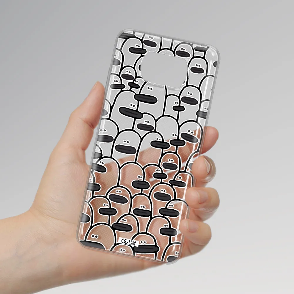 a group of white and black cartoon characters Xiaomi Poco X3 Clear TPU Case