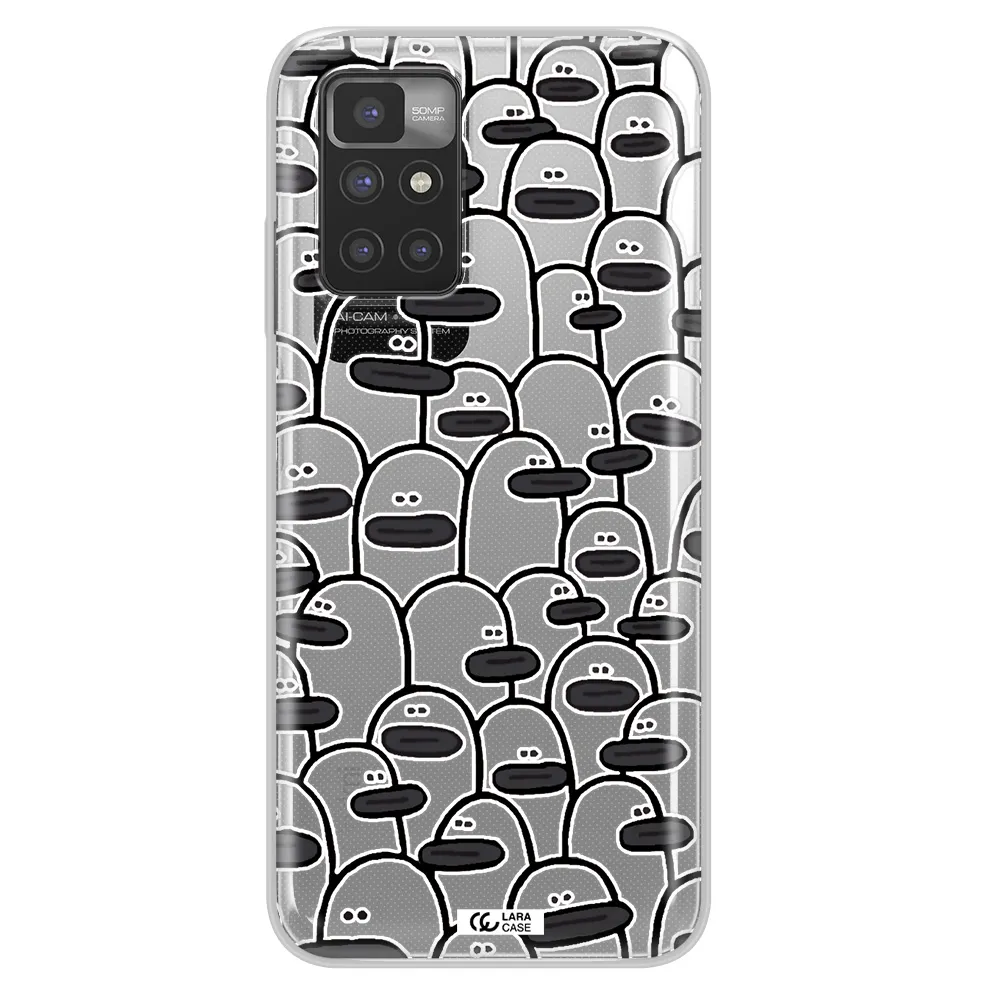 a group of white and black cartoon characters Xiaomi Redmi 10 Clear TPU Case