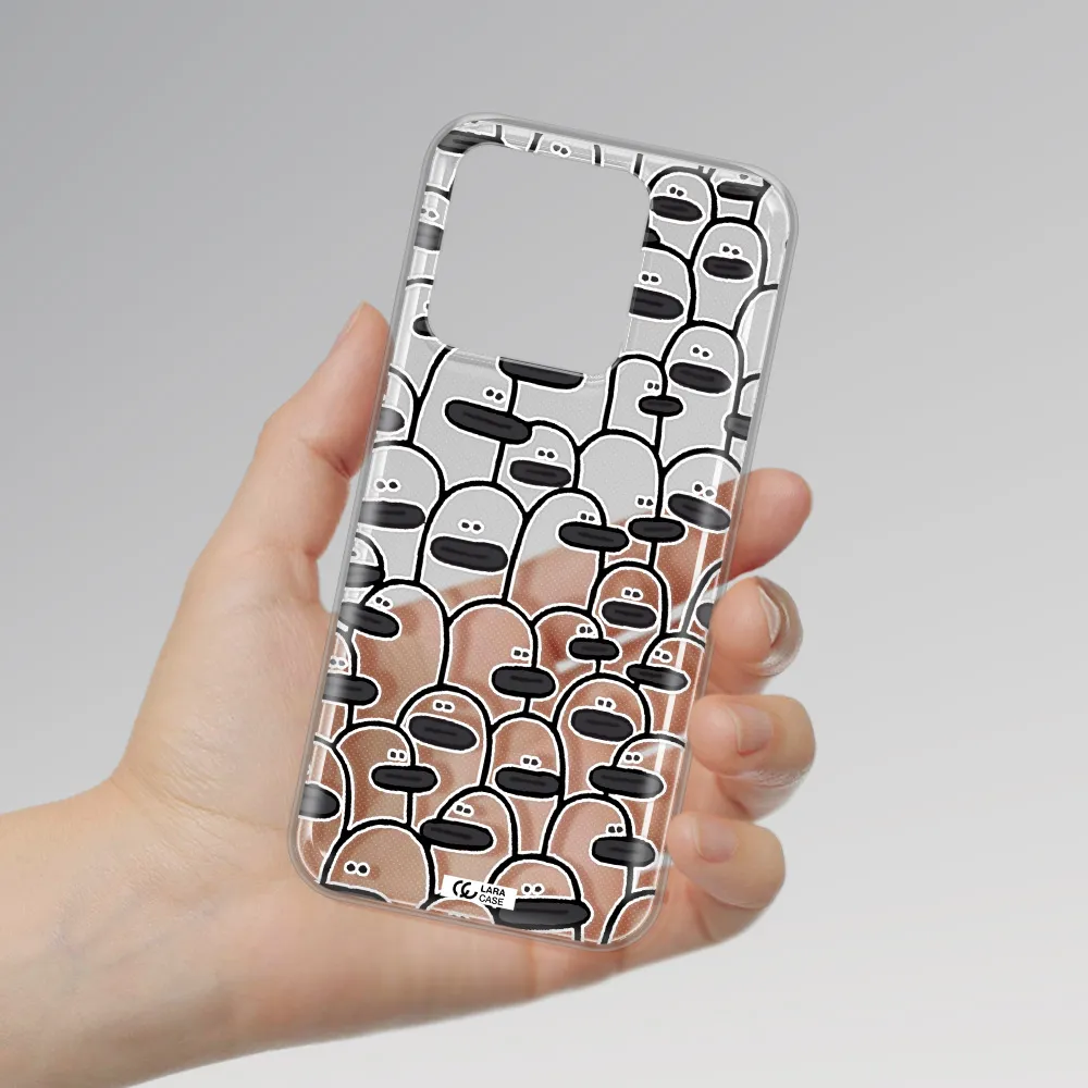 a group of white and black cartoon characters Xiaomi Redmi 10A Clear TPU Case