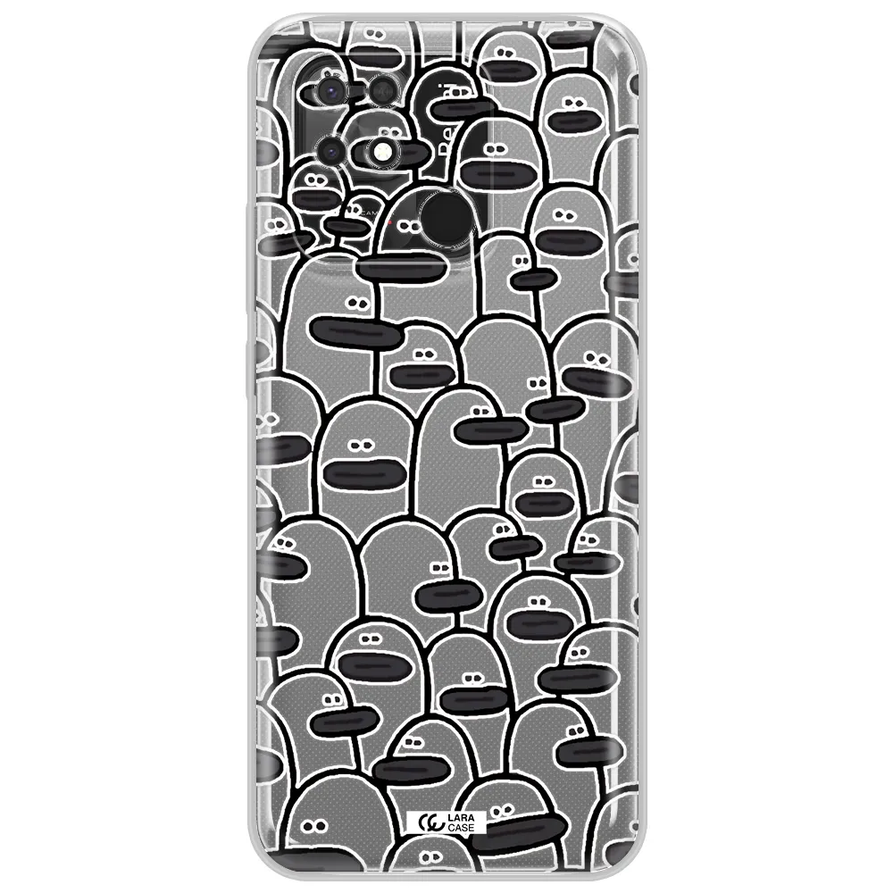 a group of white and black cartoon characters Xiaomi Redmi 10C Clear TPU Case