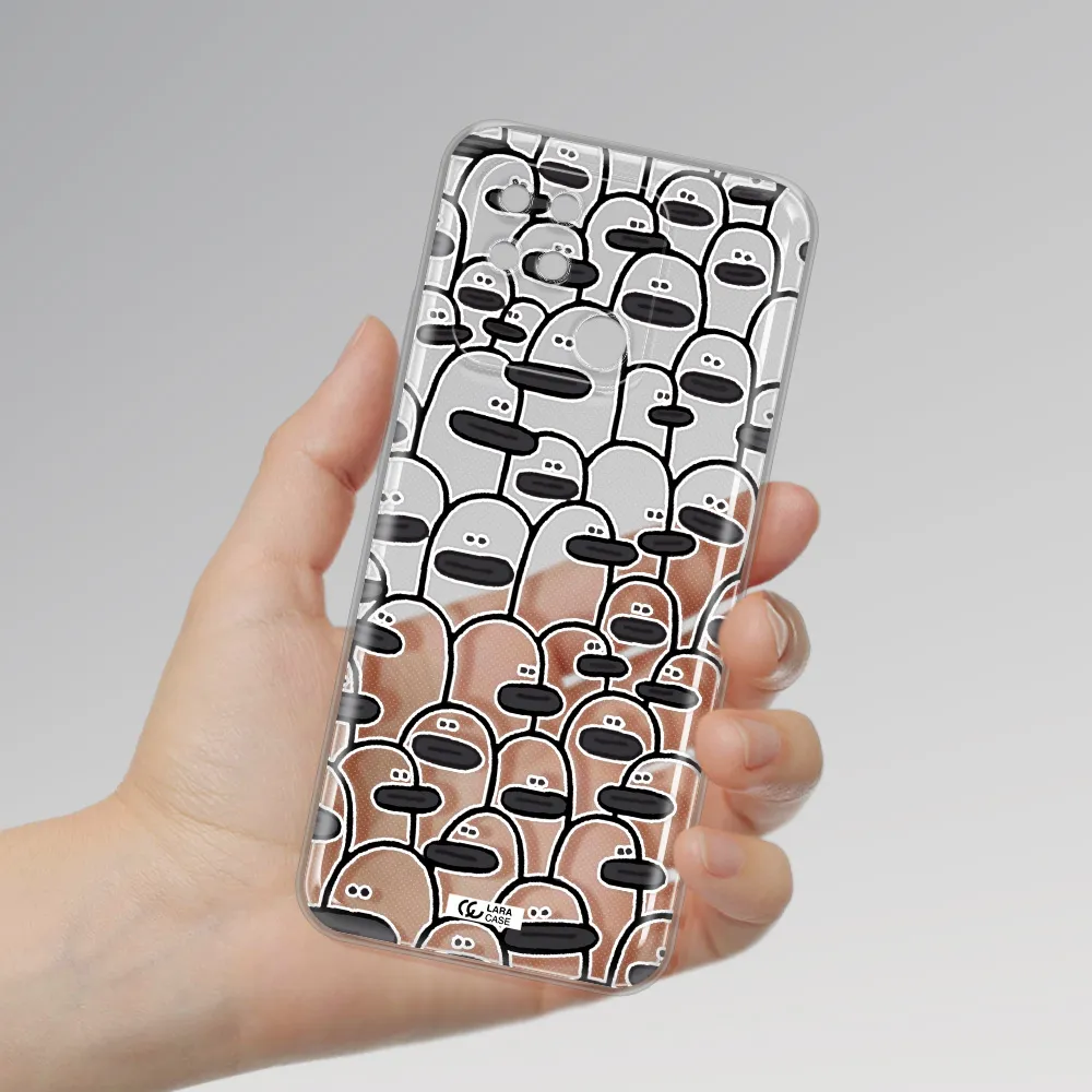 a group of white and black cartoon characters Xiaomi Redmi 10C Clear TPU Case