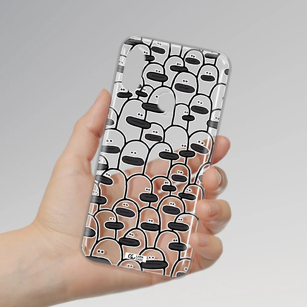 a group of white and black cartoon characters Xiaomi Redmi 6 Pro Clear TPU Case