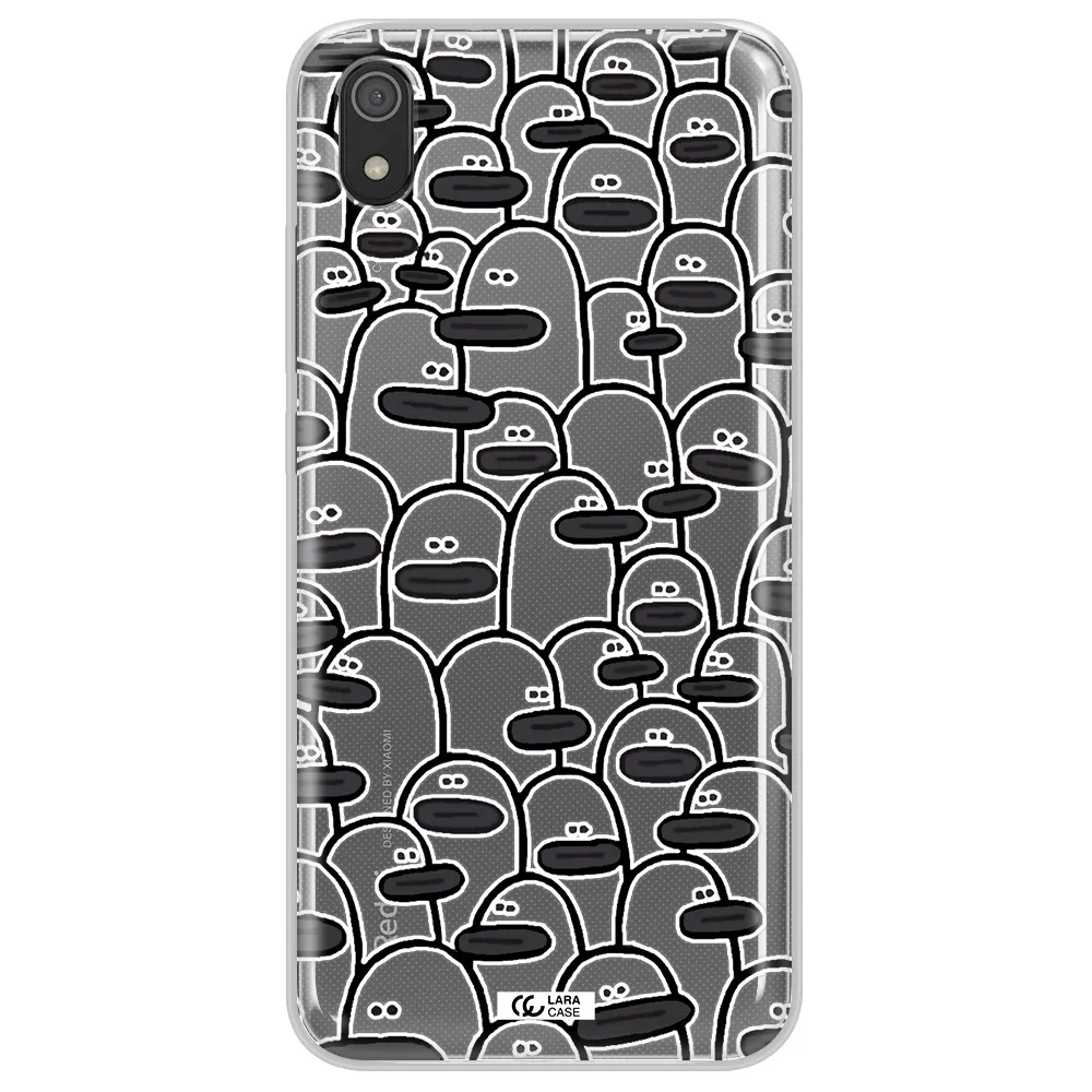 a group of white and black cartoon characters Xiaomi Redmi 7A Clear TPU Case