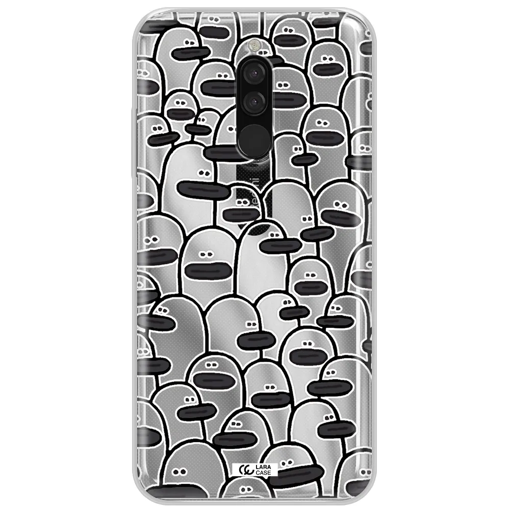A Group Of White And Black Cartoon Characters Xiaomi Redmi 8 Clear Tpu Case