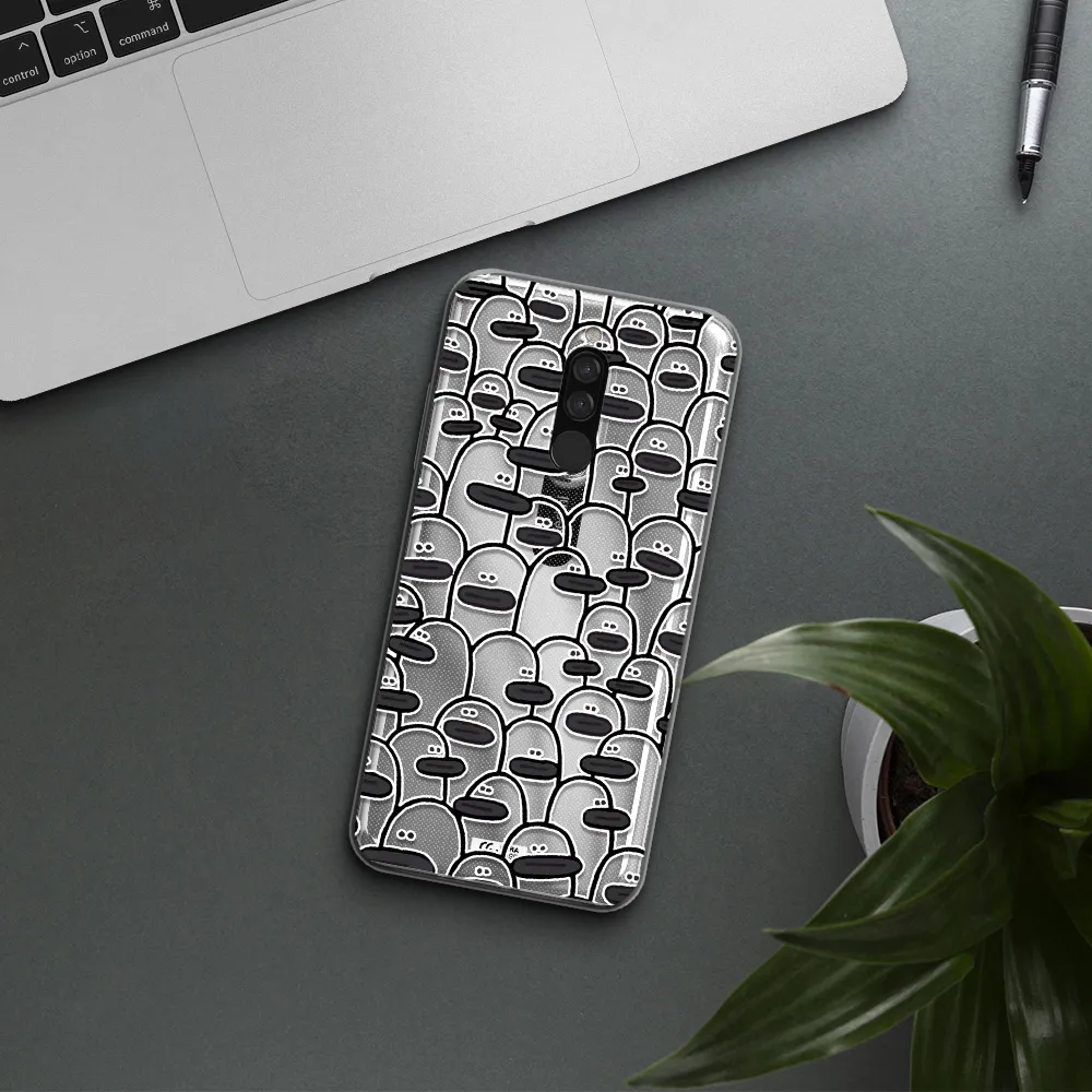 A Group Of White And Black Cartoon Characters Xiaomi Redmi 8 Clear Tpu Case
