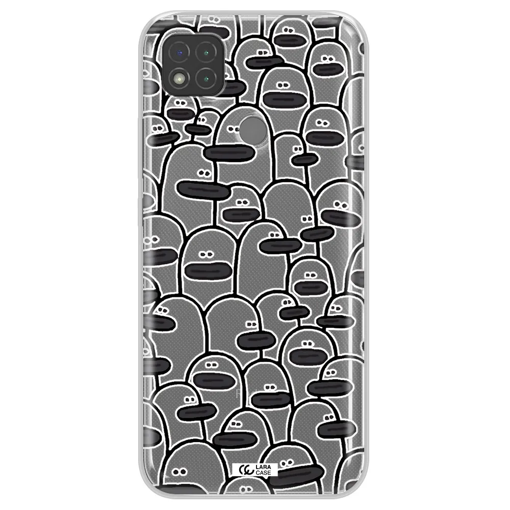 a group of white and black cartoon characters Xiaomi Redmi 9C Clear TPU Case