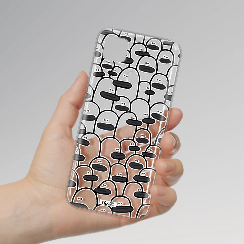 a group of white and black cartoon characters Xiaomi Redmi 9C Clear TPU Case