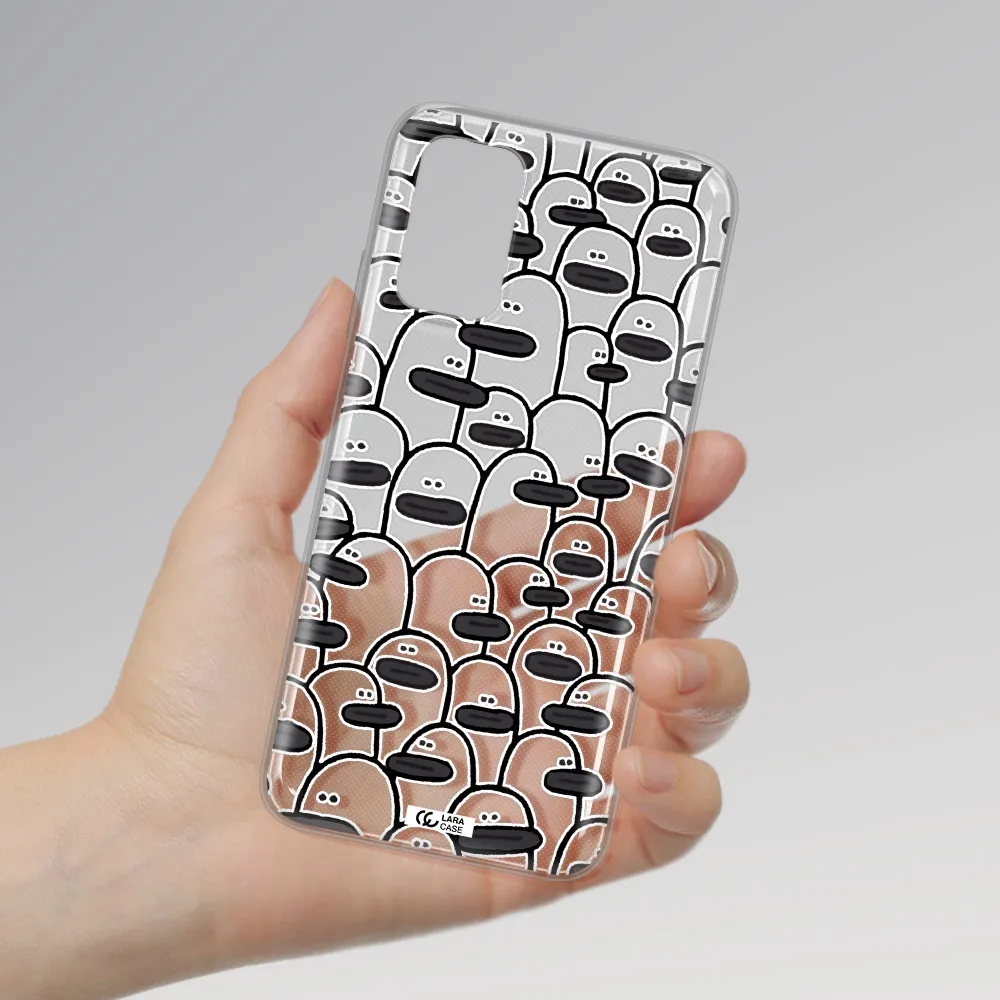 a group of white and black cartoon characters Xiaomi Redmi 9T Clear TPU Case