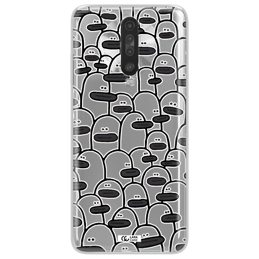 a group of white and black cartoon characters Xiaomi Redmi K30 Clear TPU Case