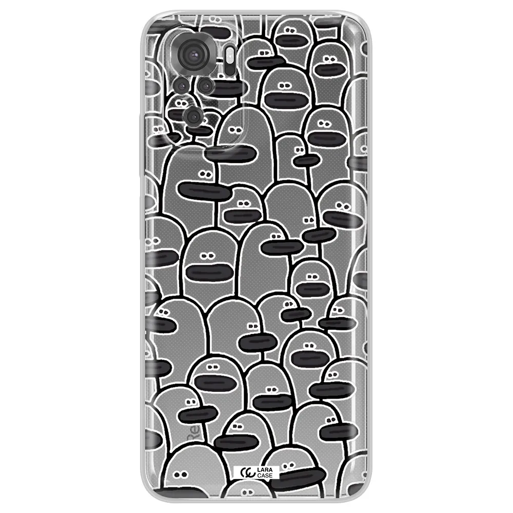 A Group Of White And Black Cartoon Characters Xiaomi Redmi Note 10S Clear Tpu Case