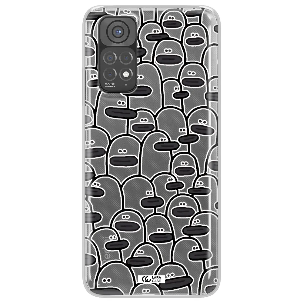 a group of white and black cartoon characters Xiaomi Redmi Note 11 Clear TPU Case