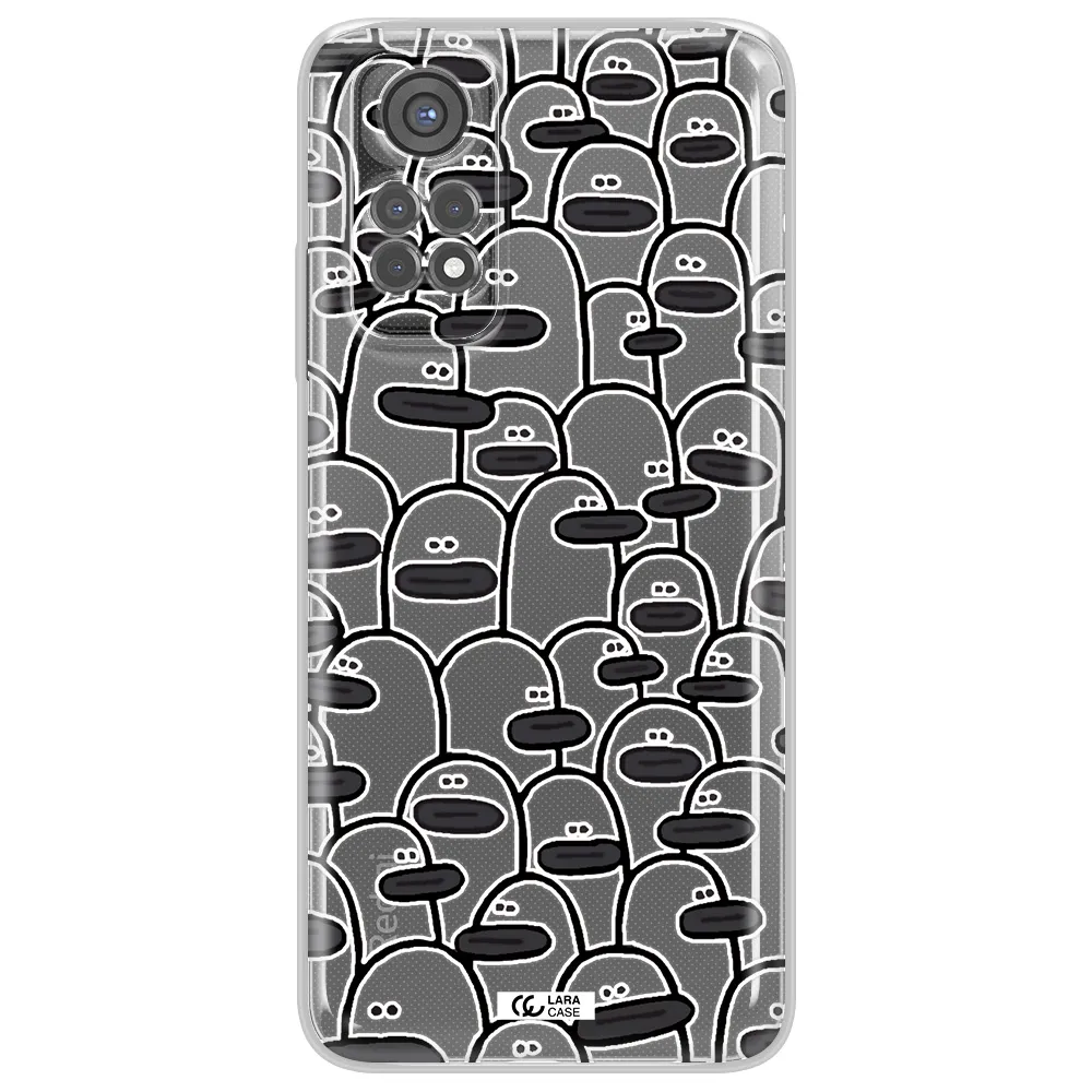 A Group Of White And Black Cartoon Characters Xiaomi Redmi Note 11S Clear Tpu Case