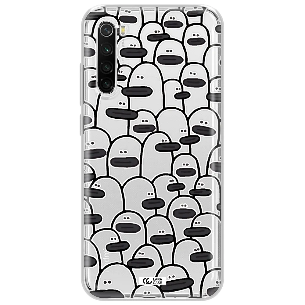 A Group Of White And Black Cartoon Characters Xiaomi Redmi Note 8T Clear Tpu Case