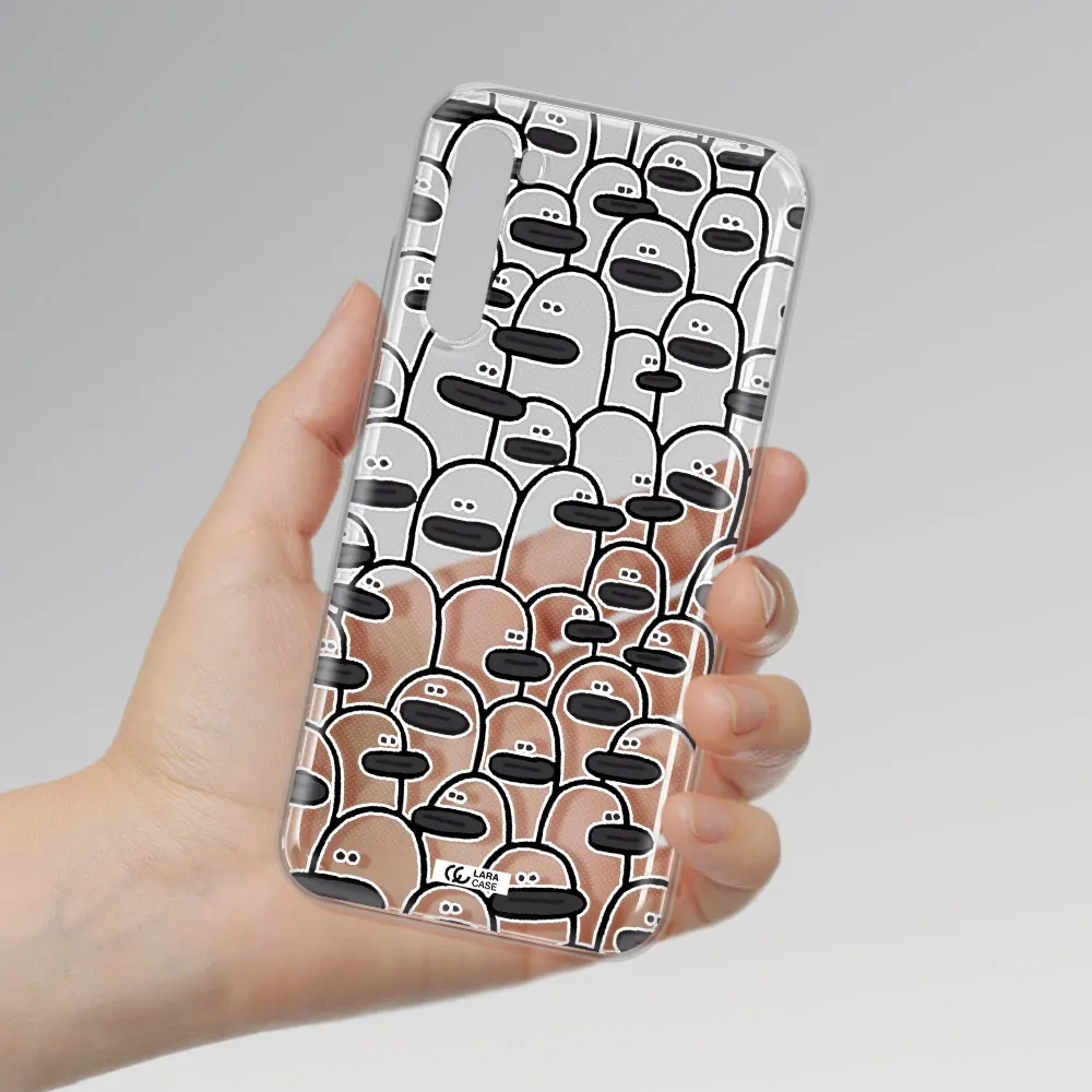 A Group Of White And Black Cartoon Characters Xiaomi Redmi Note 8T Clear Tpu Case