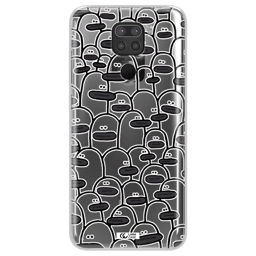 a group of white and black cartoon characters Xiaomi Redmi Note 9 Clear TPU Case