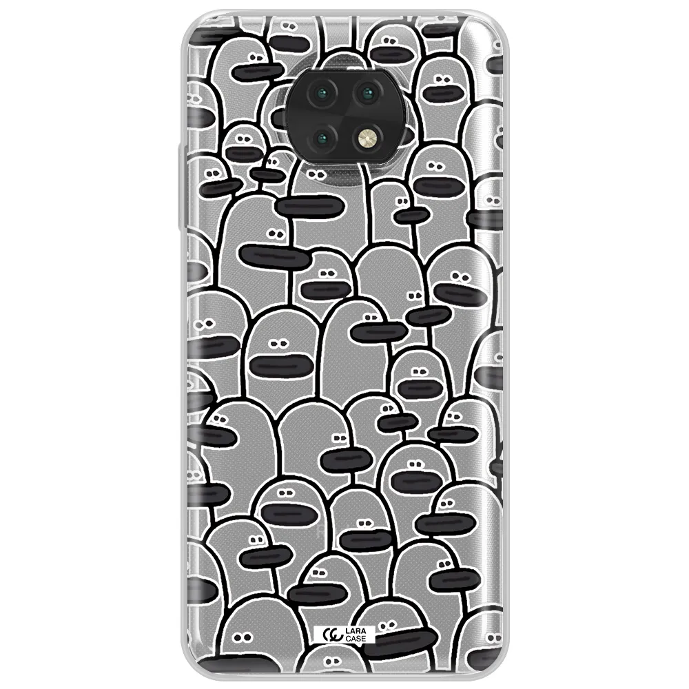A Group Of White And Black Cartoon Characters Xiaomi Redmi Note 9T Clear Tpu Case