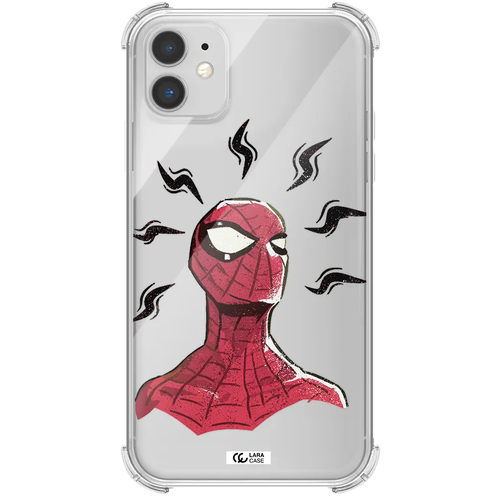 a cartoon of a red spider man Apple iPhone 11 Clear PC Case