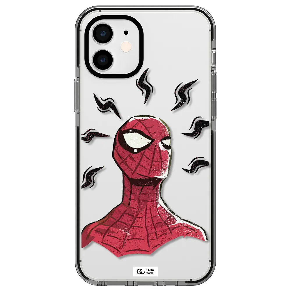 a cartoon of a red spider man Apple iPhone 11 impact black border Case