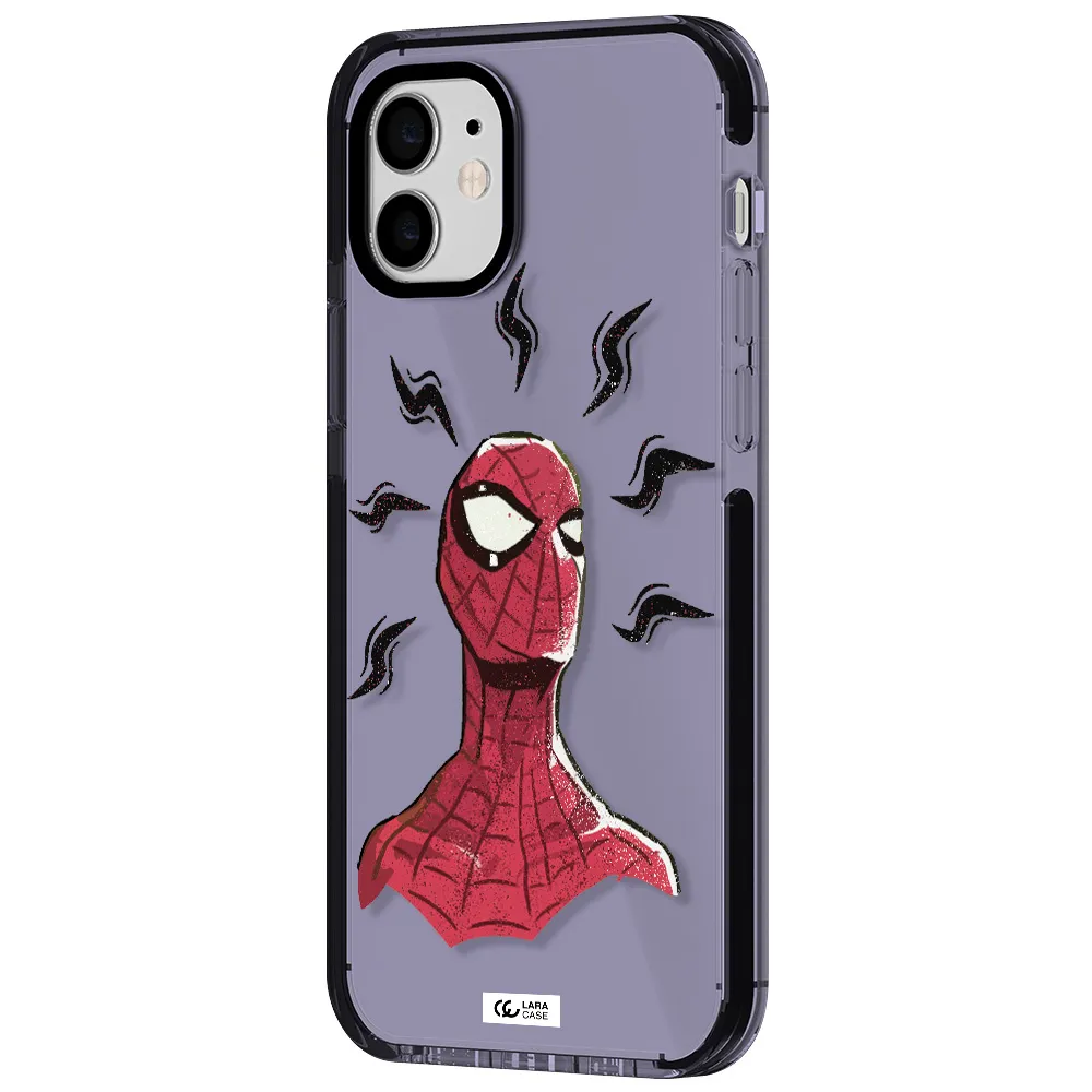 a cartoon of a red spider man Apple iPhone 11 impact Lilac Case