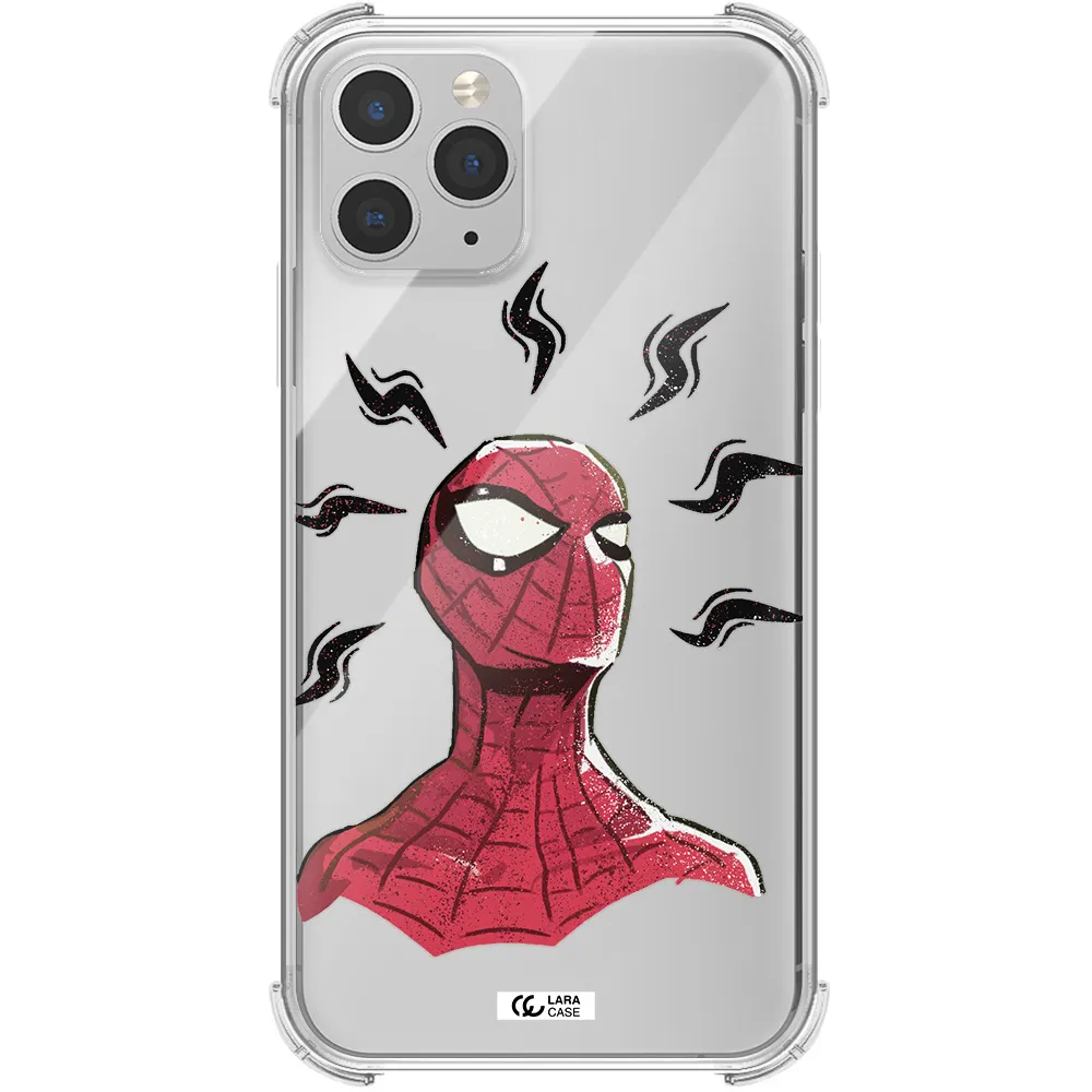 a cartoon of a red spider man Apple iPhone 11 pro Clear PC Case