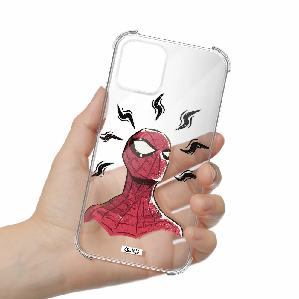 a cartoon of a red spider man Apple iPhone 11 pro Clear PC Case