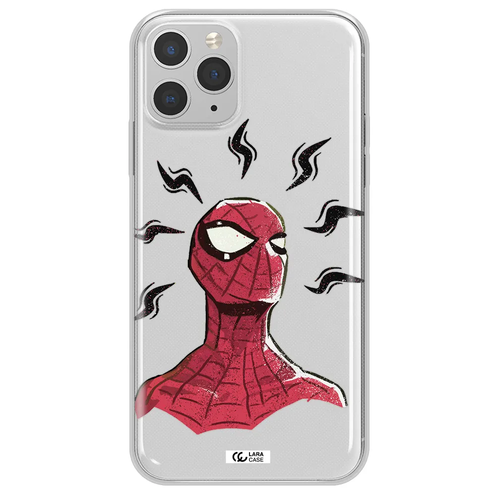 a cartoon of a red spider man Apple iPhone 11 pro Clear TPU Case