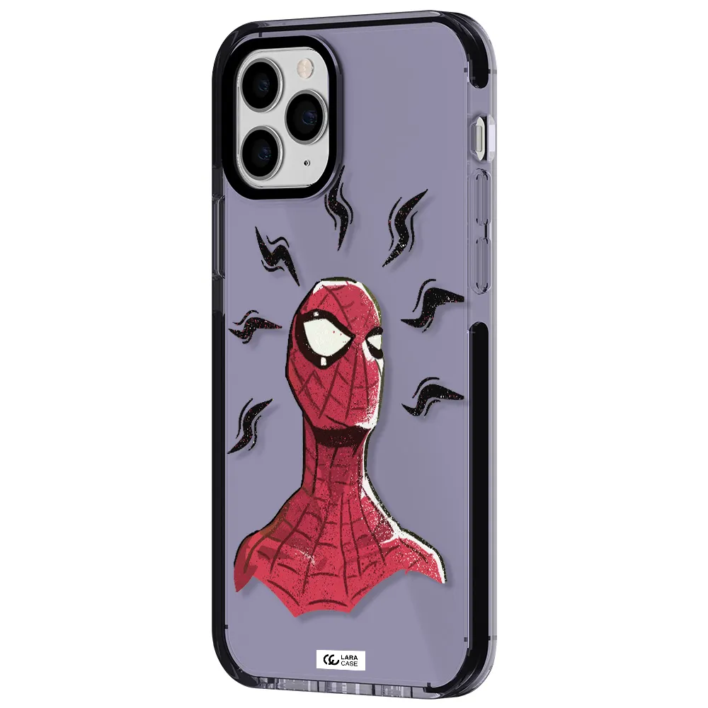 a cartoon of a red spider man Apple iPhone 11 pro impact Lilac Case