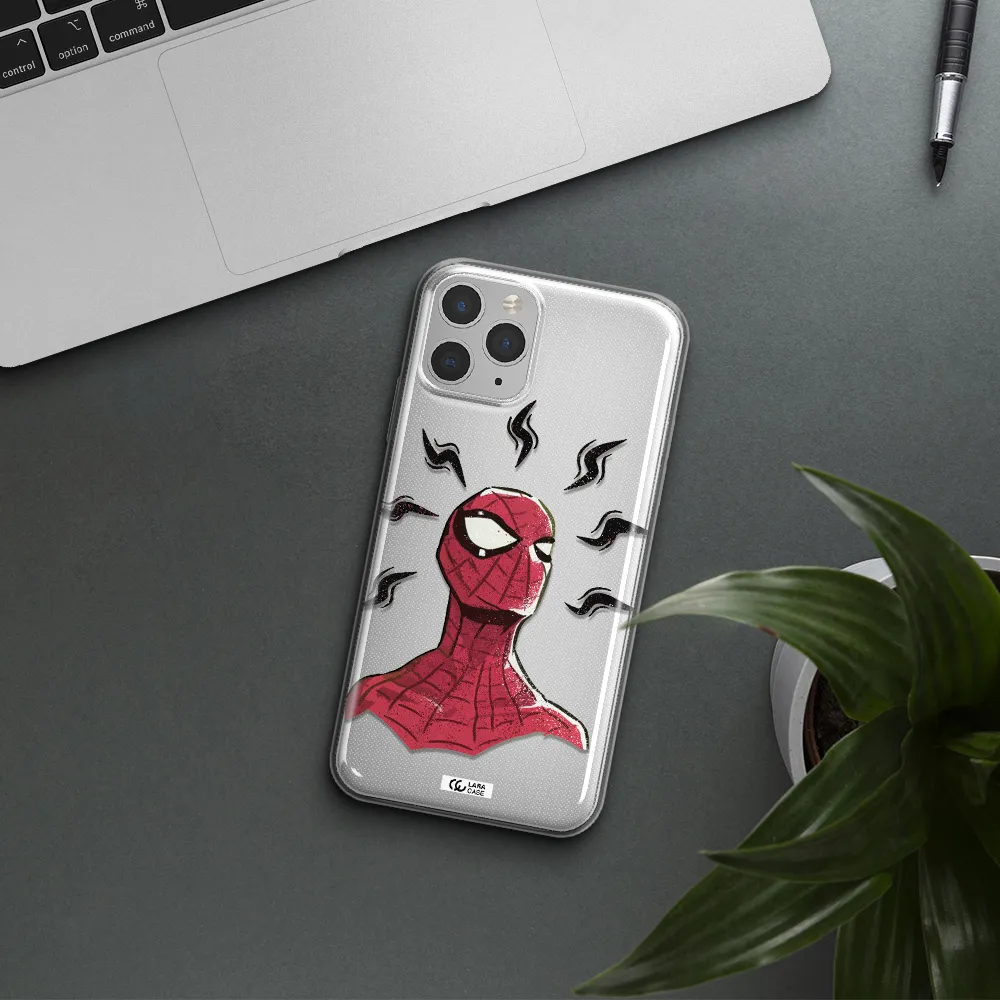 a cartoon of a red spider man Apple iPhone 11 pro max Clear TPU Case