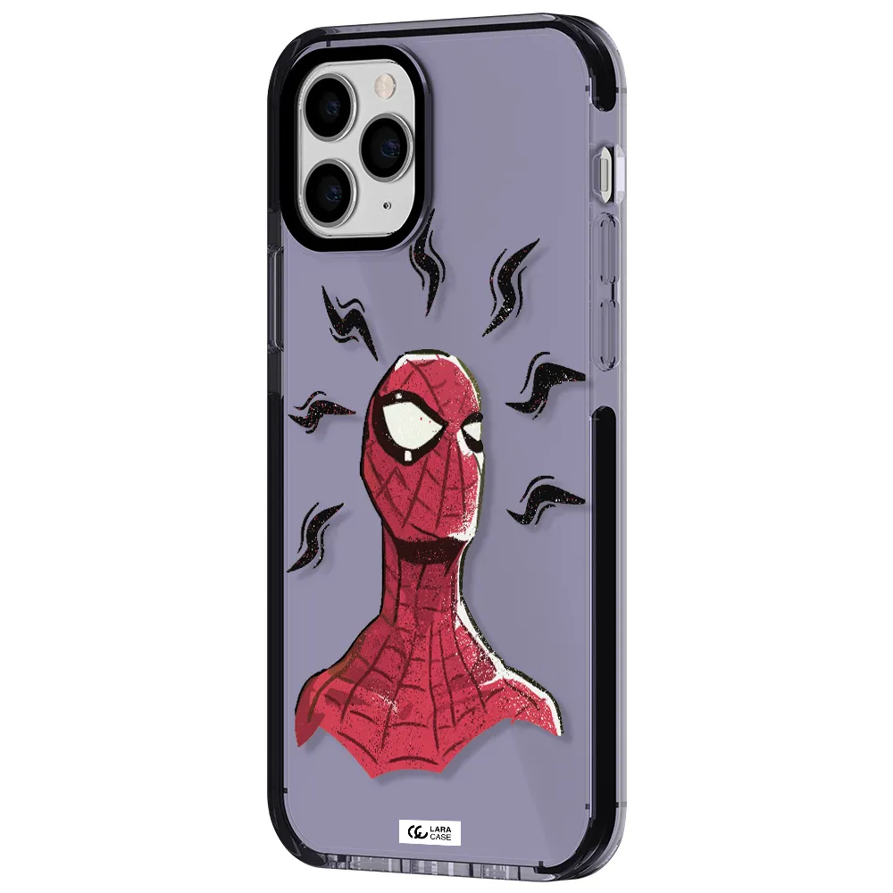 a cartoon of a red spider man Apple iPhone 11 pro max impact Lilac Case