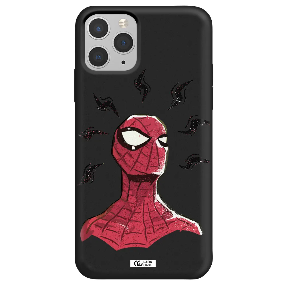a cartoon of a red spider man Apple iPhone 11 pro max Silicone black Case