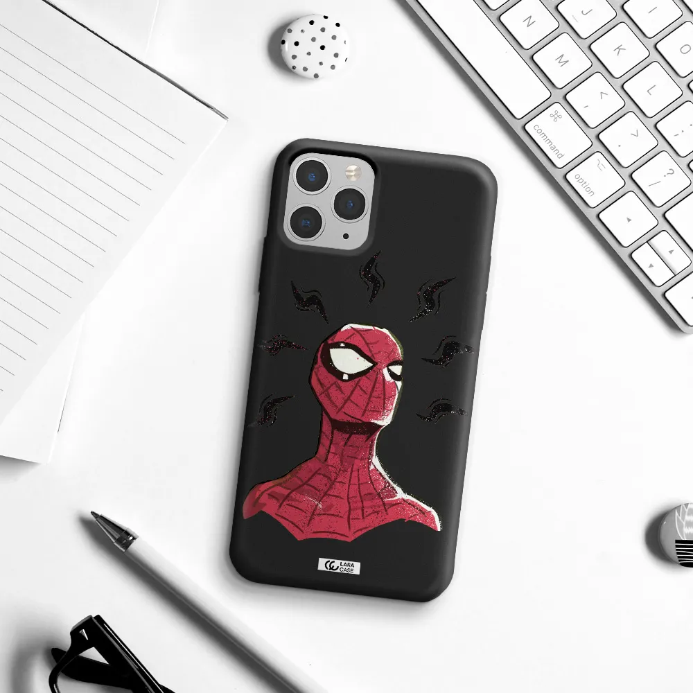 a cartoon of a red spider man Apple iPhone 11 pro max Silicone black Case