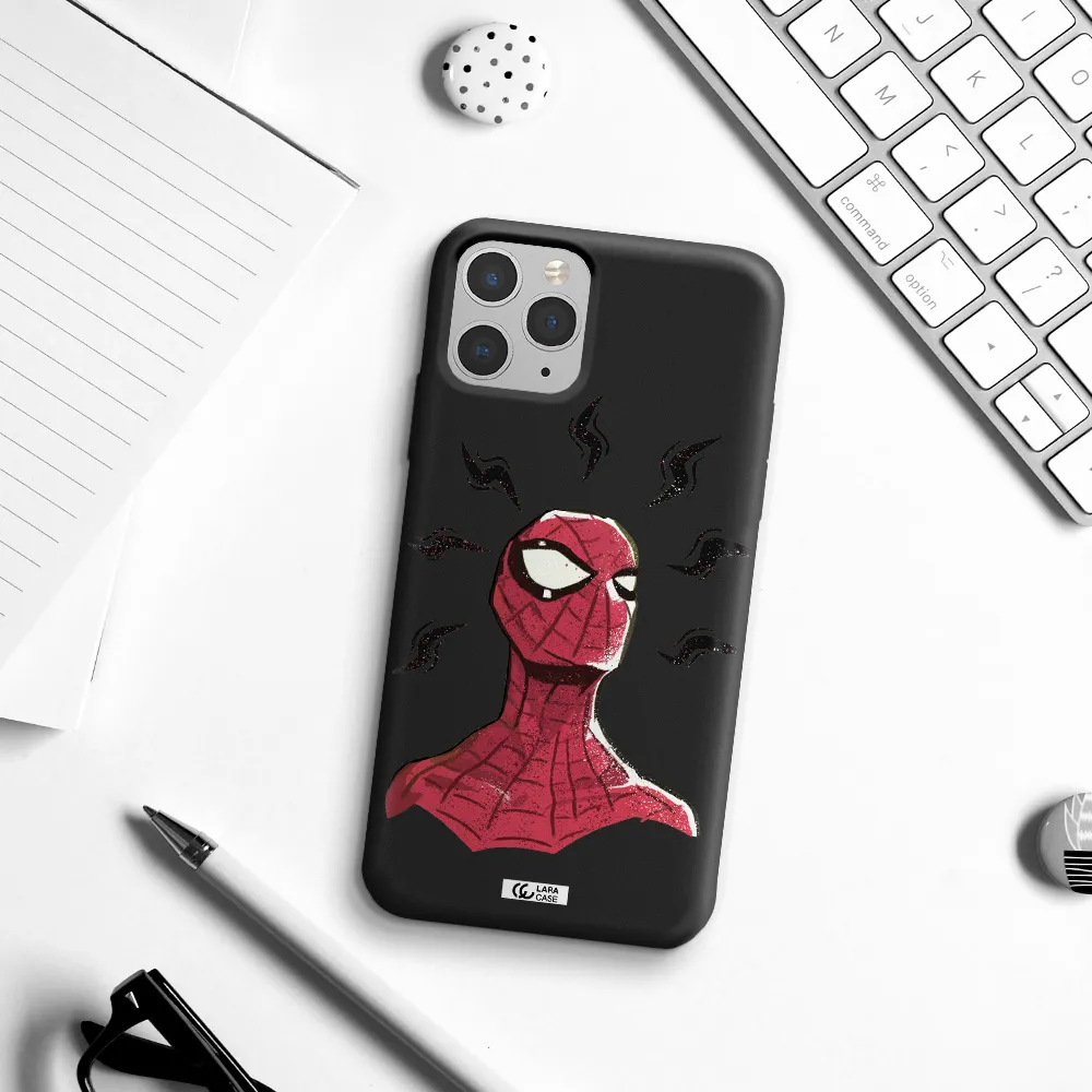 a cartoon of a red spider man Apple iPhone 11 pro Silicone black Case