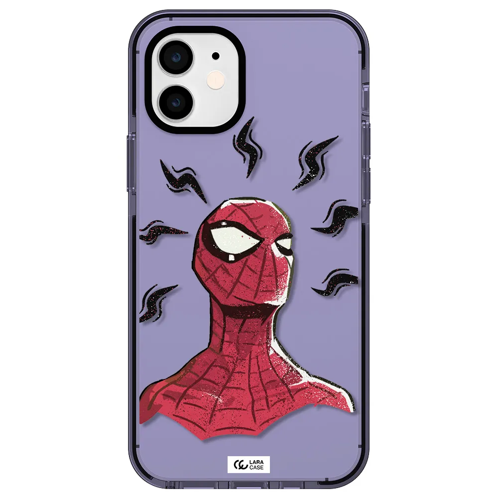 a cartoon of a red spider man Apple iPhone 12 impact Lilac Case