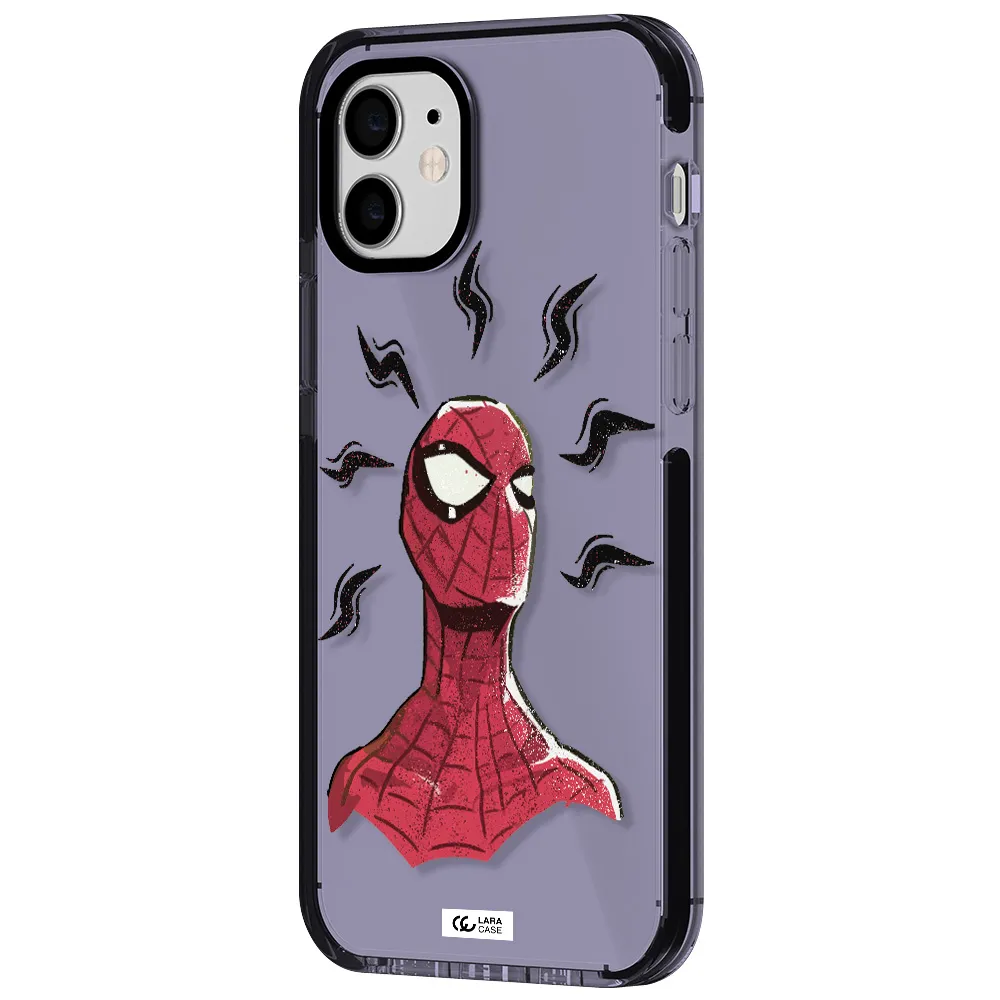 a cartoon of a red spider man Apple iPhone 12 impact Lilac Case