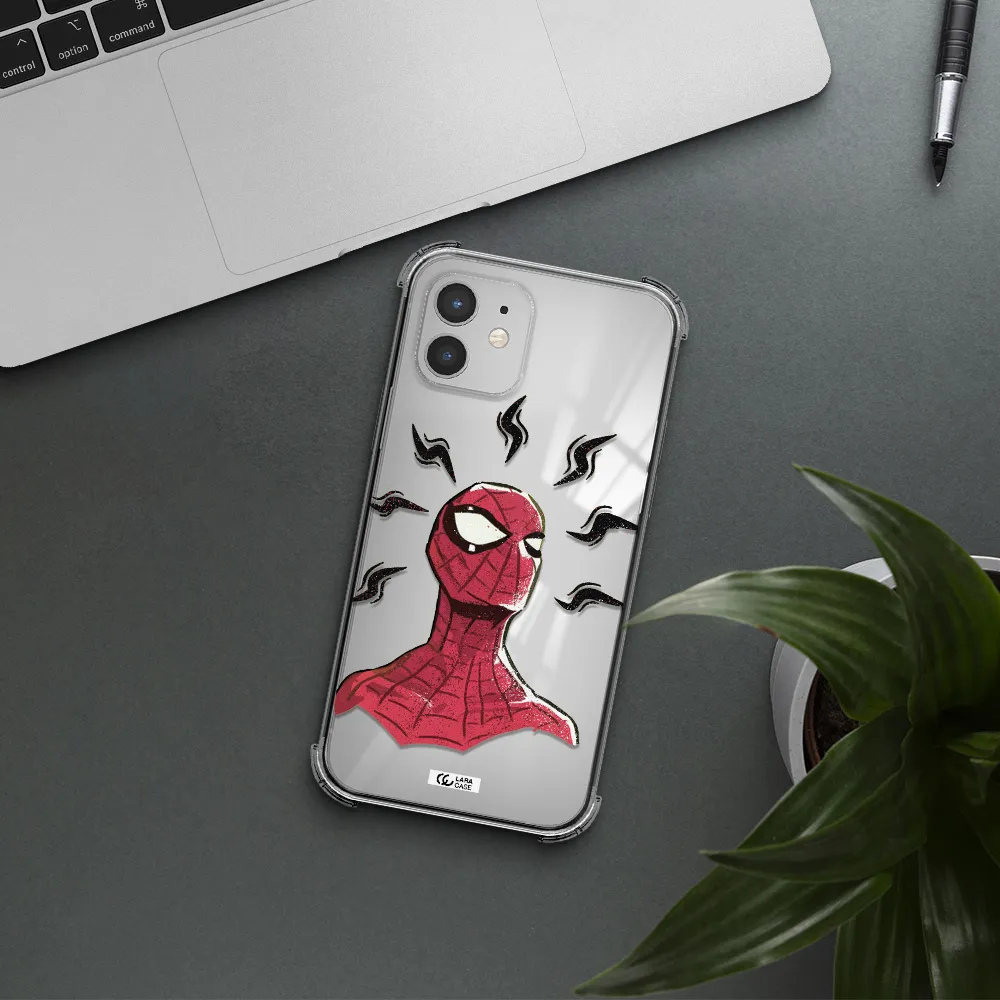 a cartoon of a red spider man Apple iPhone 12 mini Clear PC Case