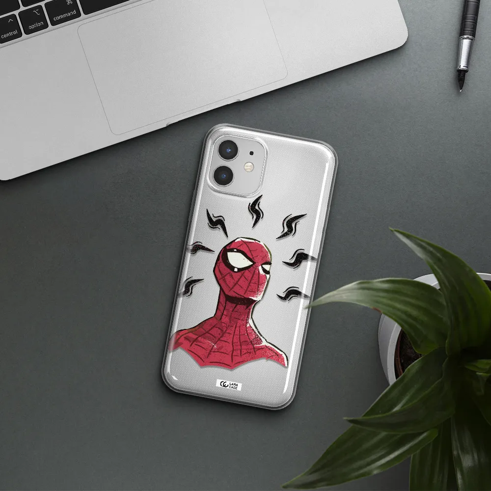 a cartoon of a red spider man Apple iPhone 12 mini Clear TPU Case