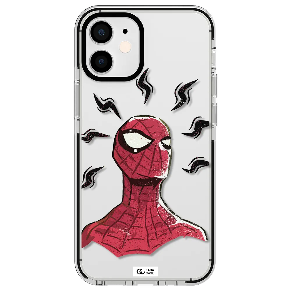 a cartoon of a red spider man Apple iPhone 12 mini impact black border Case
