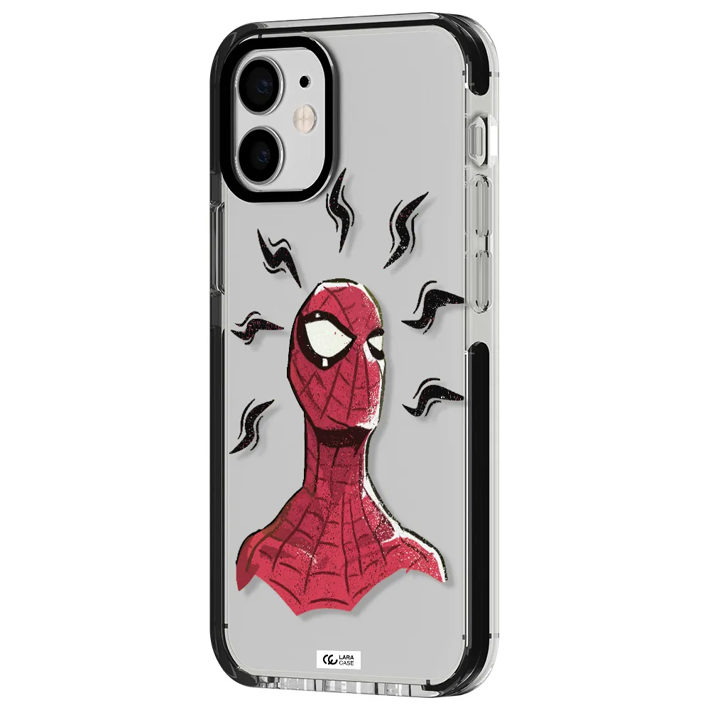 a cartoon of a red spider man Apple iPhone 12 mini impact black border Case