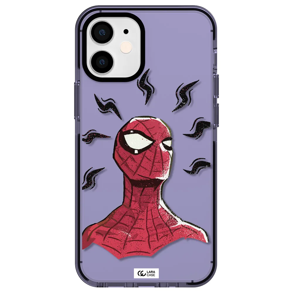a cartoon of a red spider man Apple iPhone 12 mini impact Lilac Case