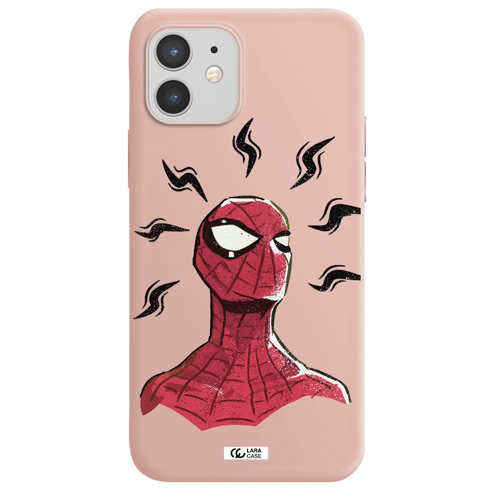 a cartoon of a red spider man Apple iPhone 12 mini Silicone pastel pink Case