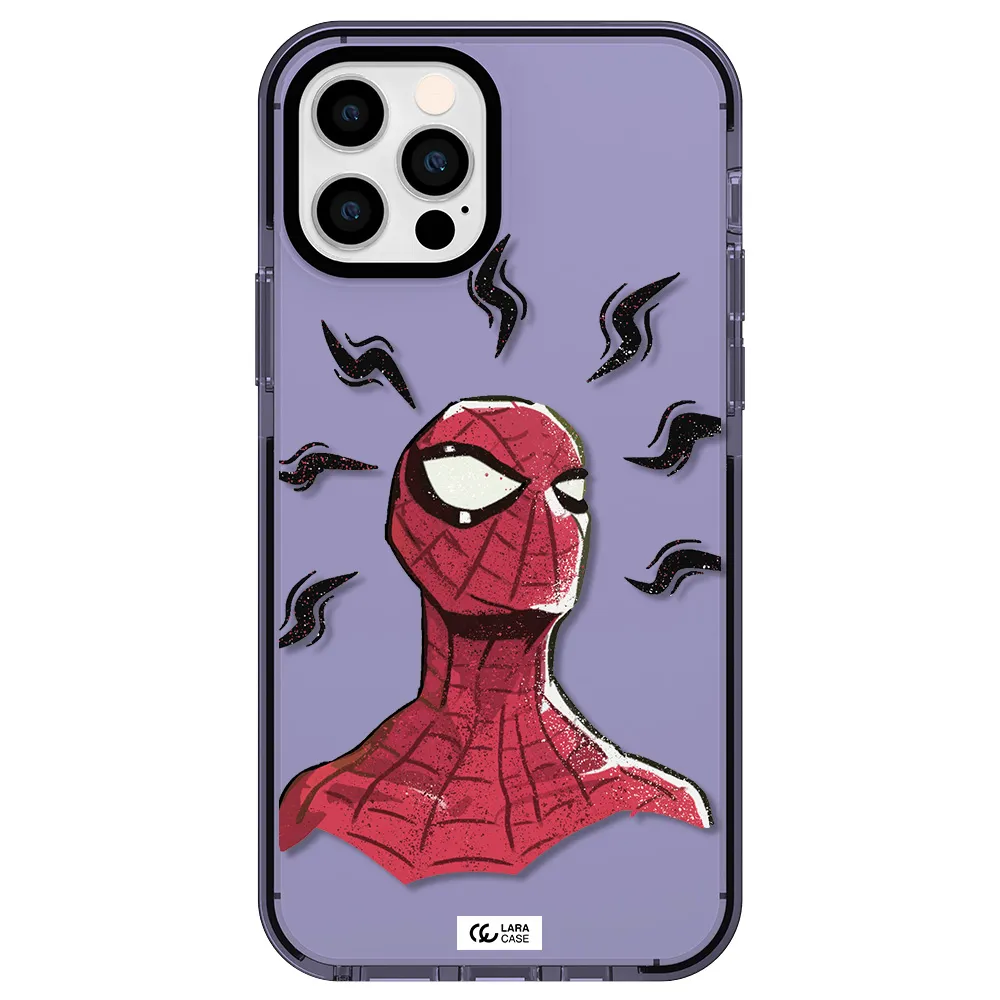 a cartoon of a red spider man Apple iPhone 12 pro impact Lilac Case