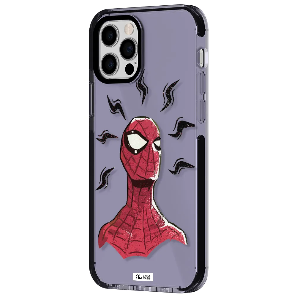a cartoon of a red spider man Apple iPhone 12 pro impact Lilac Case