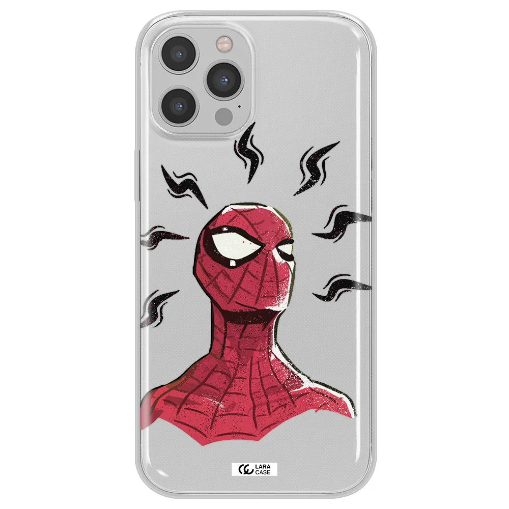 a cartoon of a red spider man Apple iPhone 12 pro max Clear TPU Case