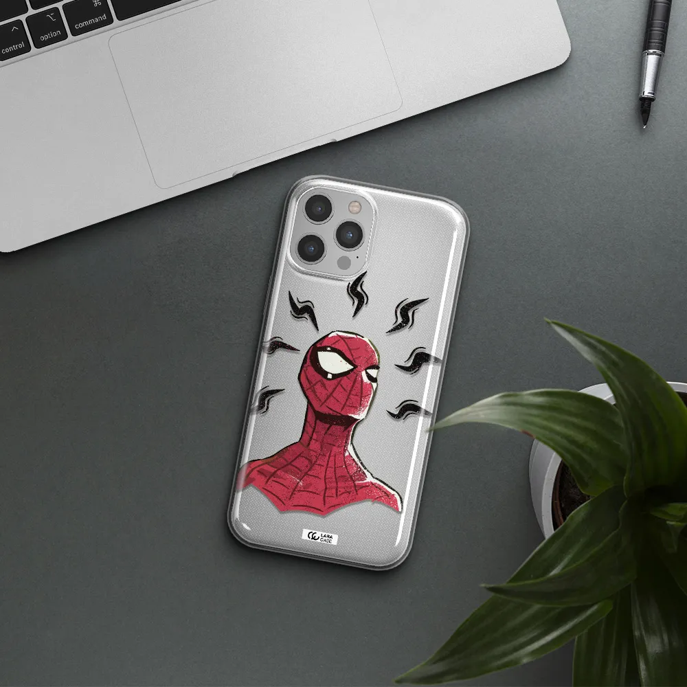 a cartoon of a red spider man Apple iPhone 12 pro max Clear TPU Case
