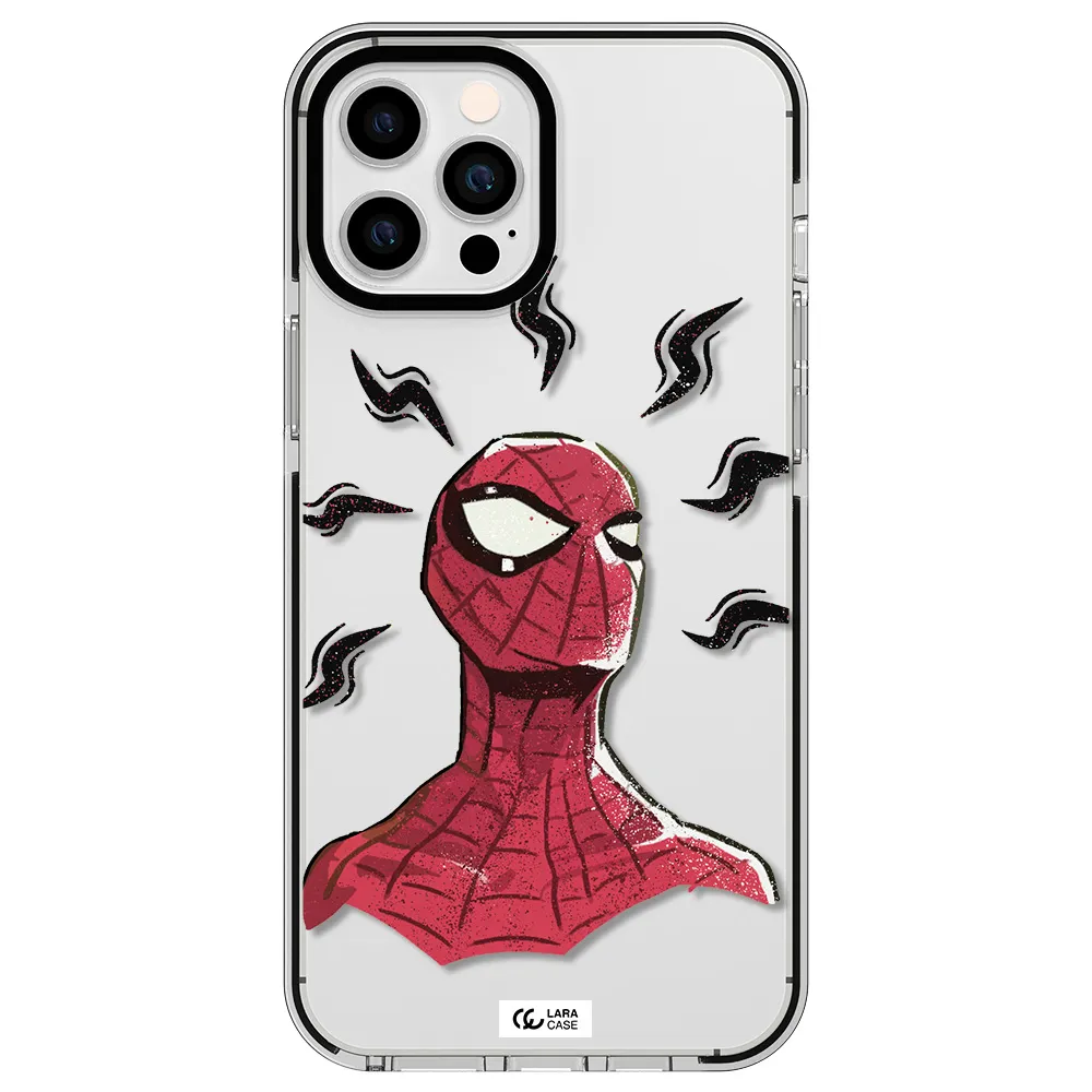 a cartoon of a red spider man Apple iPhone 12 pro max impact black border Case