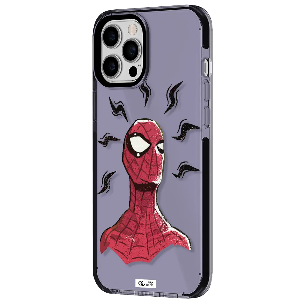 a cartoon of a red spider man Apple iPhone 12 pro max impact Lilac Case